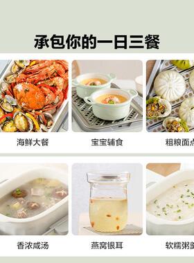 北鼎电蒸锅G56A多功能家用电炖锅 浅杉绿小鹅黄6L以下蒸炖锅