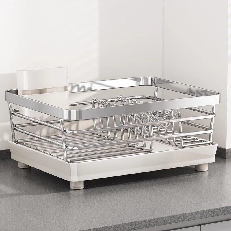 Kitchen 304 stainless steel dish storage rack kitchen storage rack single layer drain basket bowl rack for draining dishes