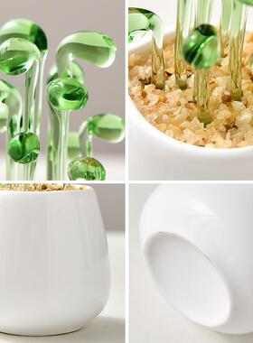 办公室创意琉璃盆栽桌面装饰摆件