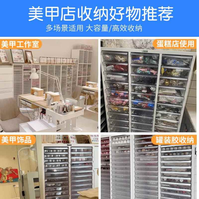 烘焙模具柜彩妆护肤品收纳柜美甲店抽屉式甲油胶收纳美甲柜 - 图1