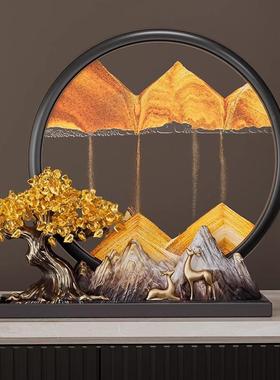 现代轻奢福禄金山流沙画玄关电视酒柜装饰品福禄金山摆件可印LOGO