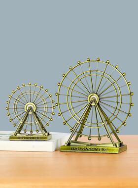 高档现代奢家居铁艺摩天轮室摆件创意酒办公桌面奶茶店装柜饰轻品