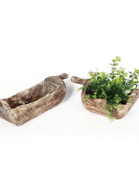 制厂家销花售手工作质绿植多肉盆托盘果盘田园家CF18536居装饰木