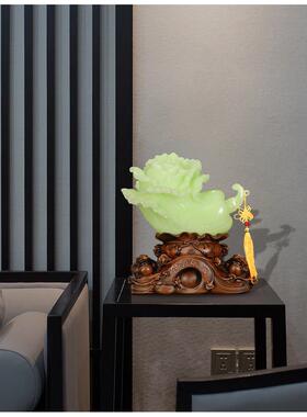 玉白菜摆件招财金蟾三足蟾蜍工艺品家居客厅店铺收银台装饰品礼品