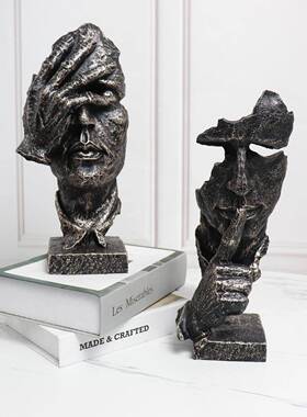 默家厅工艺品酒居柜装饰复-面罩北件摆欧品古客桌面沉是金创意现