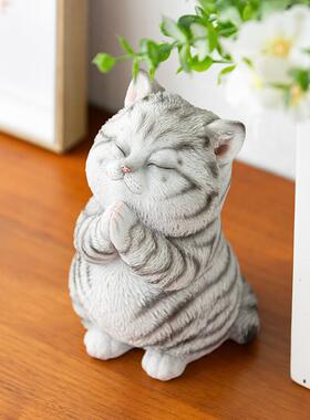 创意可爱手工猫咪家居摆饰客厅桌面个性卧室装饰品礼物彷真动物