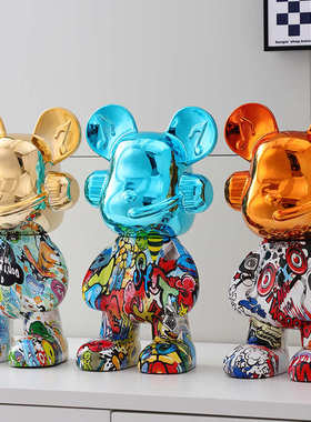 炫酷潮流DJ流体熊装饰摆件网红现代客厅家居酒柜电视柜装饰品批发