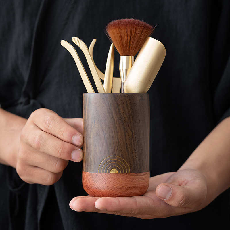 黑檀木茶道六君子套装功夫茶具配件大全泡茶工具黄铜实木茶夹针勺,淘宝优惠券,粉丝福利购,淘宝优惠卷