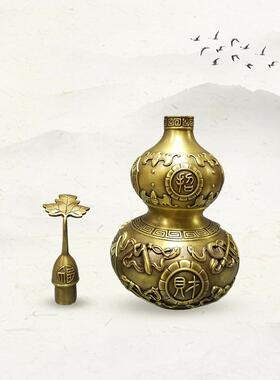 黄铜八芦招芦财进宝葫摆件开盖纯铜八卦空心葫玄关客厅家居礼品厂