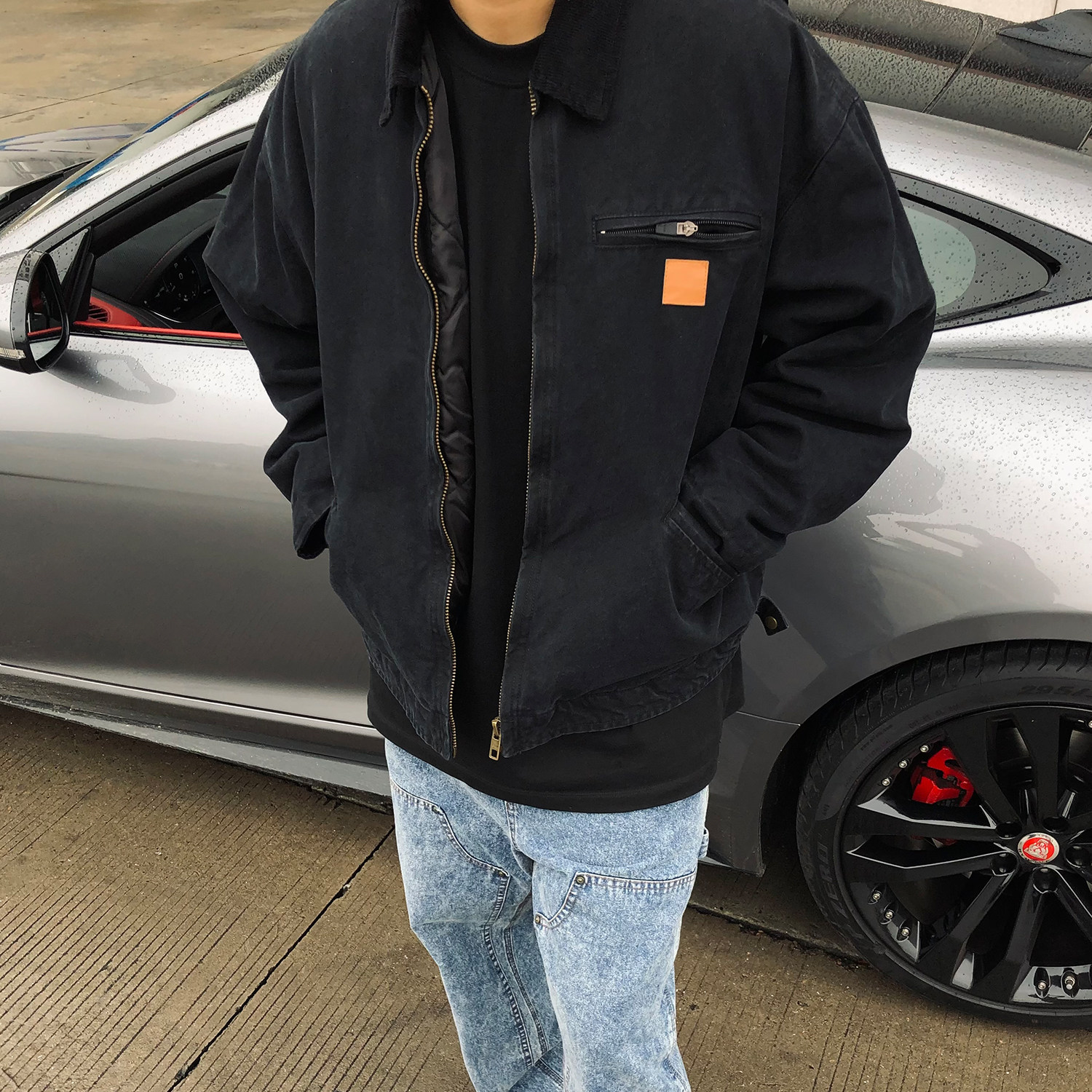 TZG 卡其色底特律工装牛仔外套男春秋款复古做旧new vintage夹克