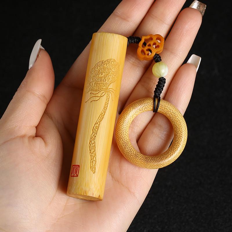 老料玉竹实心竹手把件竹雕刻素竹天然黄皮文玩竹节竹棍冷门盘玩 - 图2