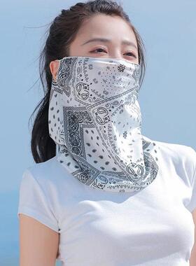 耳挂防晒面罩女全脸遮阳开 车护颈骑行面巾机车男脖子防晒脸罩面