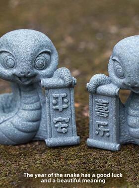 蛇年生肖新年装饰物鱼缸茶宠物盆景微景观家居吉祥工艺品