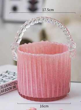 面简约装饰品花篮手提现代家居郁金香插花养客厅水琉桌