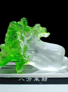 新房子乔迁礼物开业水晶琉璃白菜摆件招财客厅旺宅小家居百财桌面