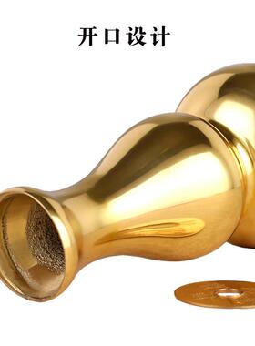 黄铜葫芦摆件开 口八卦葫芦风水摆饰开 盖空心平口五黄二黑铜葫芦