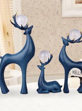 树脂工艺品欧式风格三只招宝鹿摆件创意客厅电视柜家居装饰品摆设