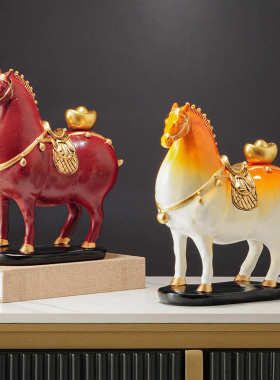 新中式唐马上有钱摆件办公室老板桌马到成功装饰乔迁客厅玄关开业