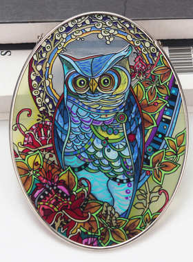 猫头鹰彩绘玻璃工艺品挂饰家居摆饰客厅装饰品DIY摆件