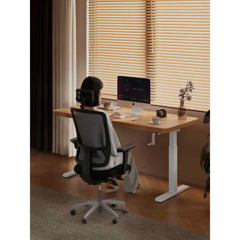 前置手动升降电脑桌台式实木加厚办公桌子书桌学生家用儿童学习桌,淘宝优惠券,粉丝福利购,淘宝优惠卷