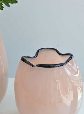 花瓶装饰插花装褶皱手工中式新家居摆件创意温柔口台面软粉色家居