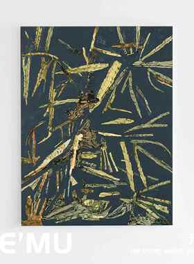 《青竹风》侘寂风抽象装饰画客厅玄关中古餐厅卧室复古风绿色挂画