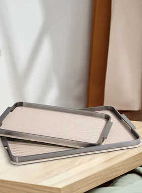 桌面奢现代摆件托盘酒店收纳茶几装饰样板间轻金属客厅简约皮革