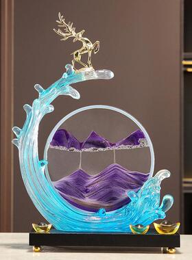 UMR风水起流沙客画摆件轻奢档厅公室生视柜电酒柜装饰品乔迁礼物