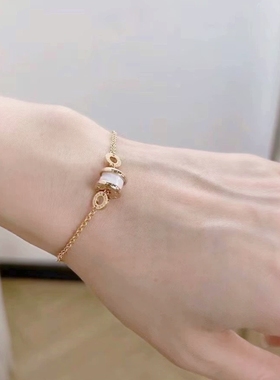 【公价1.47万】99新宝格丽BR859345玫瑰金白陶瓷弹簧手链正品二手