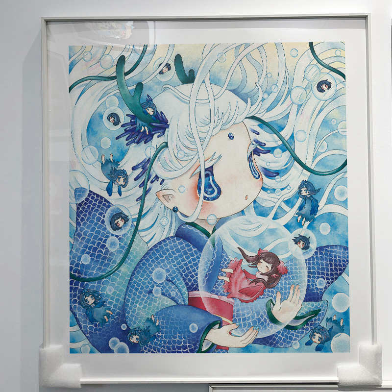 日本动漫装饰画金田凉子潮流艺术Ryoko Kaneta版画龙宫二次元挂画 - 图2