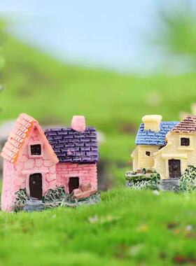 微景观花盆装饰摆饰迷你砖瓦别墅创意树脂小房子模型DIY造景道具