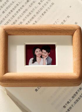 黑胡桃磁吸相框摆件结婚登记证件照冰箱贴展示拍立得迷你小卡相片