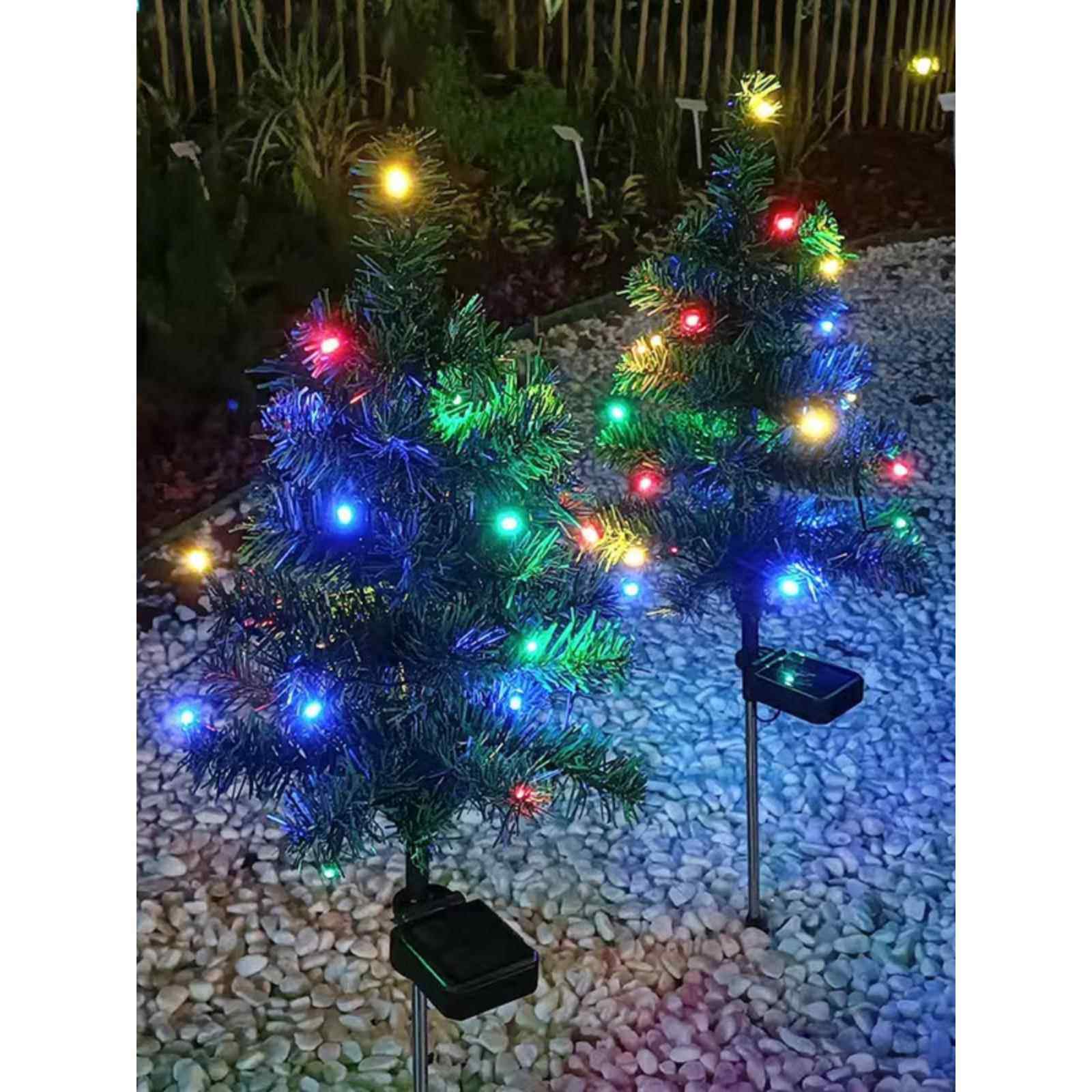 太阳能圣诞树灯圣诞节日氛围装饰灯防水户外庭院花园插地草坪灯,淘宝优惠券,粉丝福利购,淘宝优惠卷