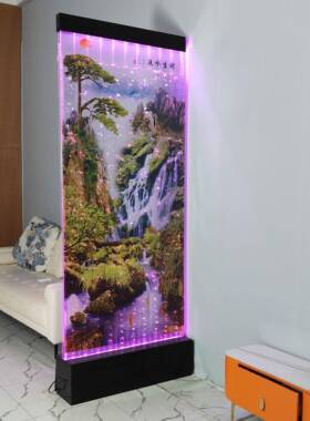 流水生财8 水幕墙流水屏风隔断玄关轻奢简约