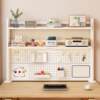 Desktop hole board full iron bookshelf children's study table storage dormitory office computer table multi-layer storage rack