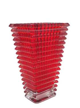 梯形水晶花瓶方口高级质感透明水晶插花摆件家居样板房软装饰品