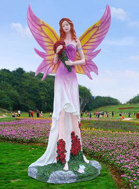 户外大型花仙天使摆件花园璃景钢雕塑农庄HY1701广场子景观花园区