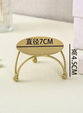 北欧复古圆形金色黑色香薰蜡烛托台铁艺托盘座摆件小烛台蜡台烛碟