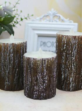 充电遥控款松树皮led电子蜡烛灯彷真灯芯摇摆家居装饰软装