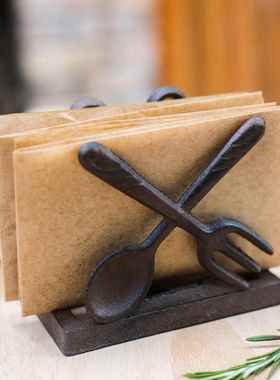 北欧简约覆古铸铁纸巾架菜谱架书挡镇纸桌面摆件杂货花园野餐派对