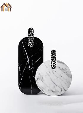 现代侘寂风黑白条纹砧板摆件客厅餐桌切菜板厨房面包板家居装饰品