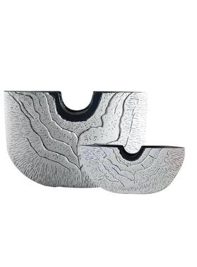 新中式简约现代创意半圆树脂花瓶摆件样板房客厅玄关桌面插花器