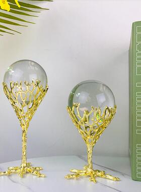 轻奢水晶摆软装家LKQ居件金属工艺品品酒柜书房样板饰招财风水摆