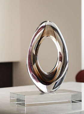 巴黎之心玻璃艺术摆件现代轻奢客厅酒柜玄关装饰品办公室高档摆设