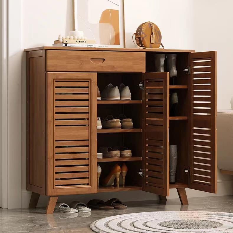 楠竹家用门口大容量百叶门多层收纳客厅阳台入户到顶收纳透气鞋柜 - 图1