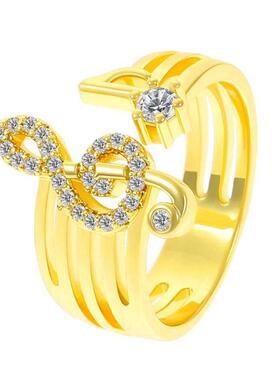 时尚镶嵌锆石音乐符号戒指优雅珠宝