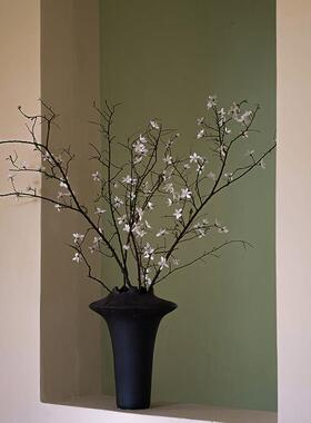 彷真绿色植物中古风梨枝桌面花艺摆设室内玄关餐桌窗台永生花假花