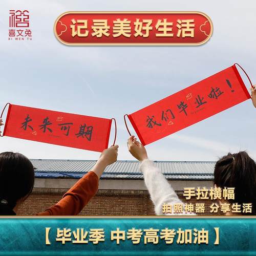 结婚手拉旗领证横幅稿考乔迁开业堵门毕业生日订婚礼接亲拍照道具 - 图2