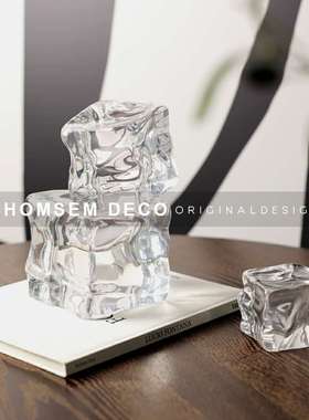 现代创意电镀冰块透明方块摆件室内样板间客厅餐桌茶几餐边柜装饰