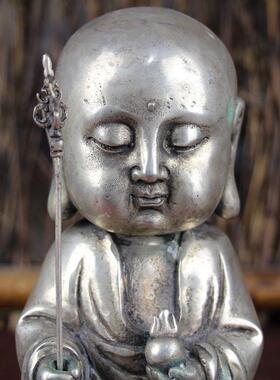古玩杂项仿古铜器白铜书房居家摆件精品工艺用品站和尚